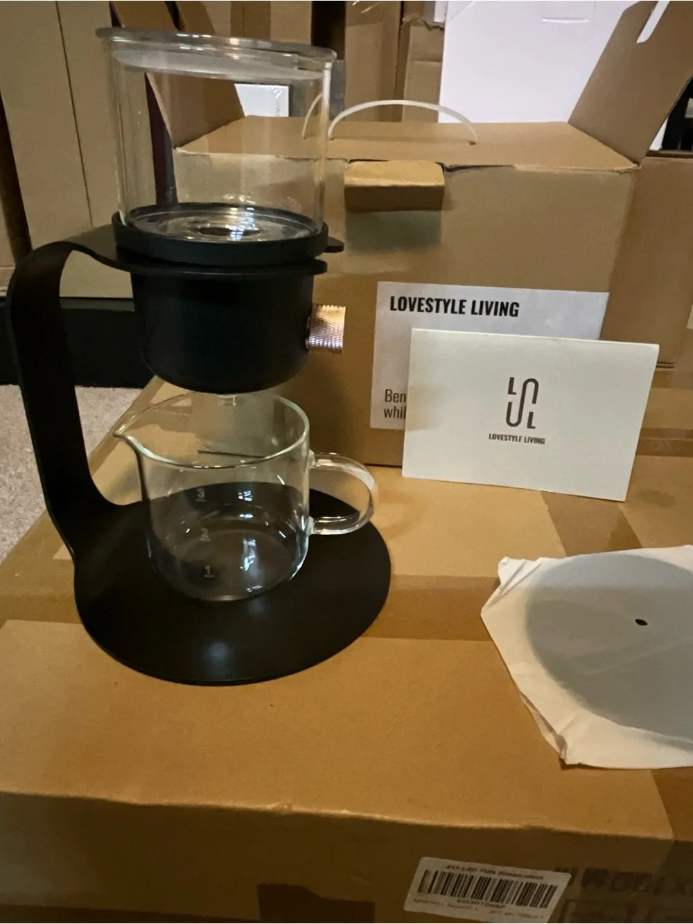 Black Glass Coffee Server with Handle